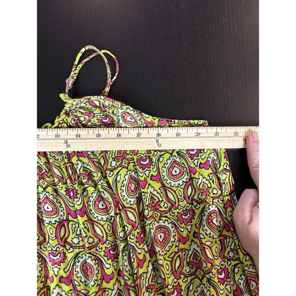 By Anthropologie Maxi Dress Citron Green Pink Floral Paisley Print Large - Picture 4 of 10
